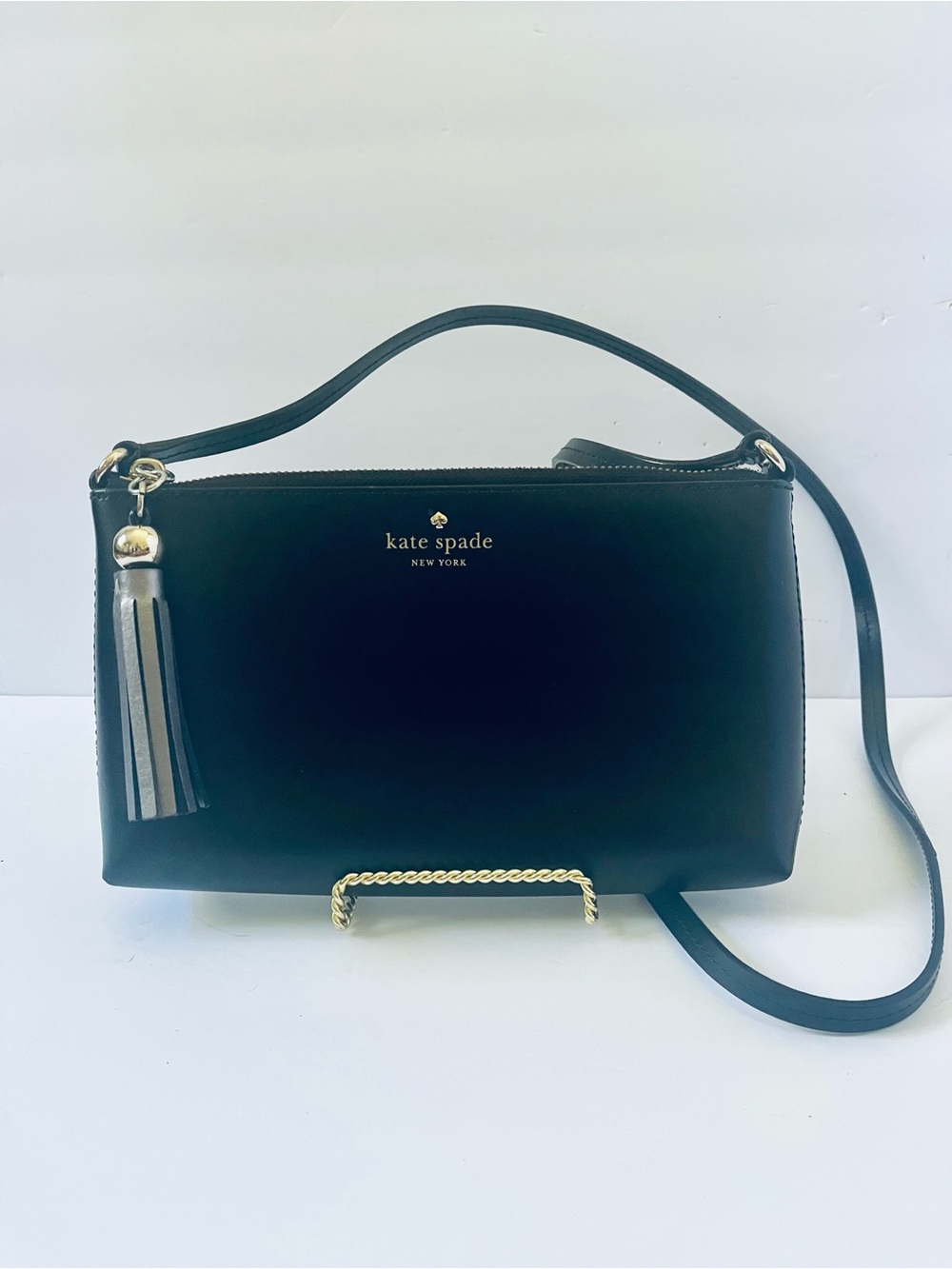 Kate Spade Ivy Street Amy Smooth Leather Crossbody Bag Black Tassel (NWOT)
